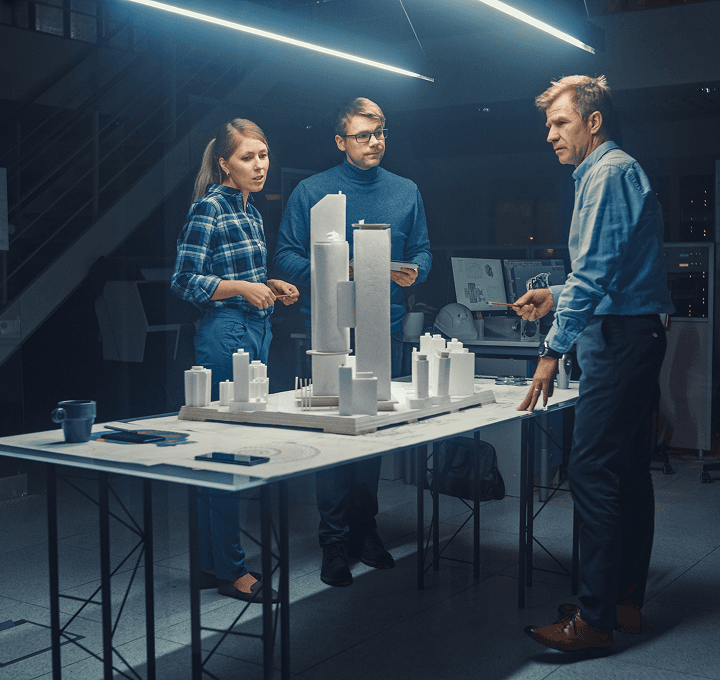 Design team working on product models